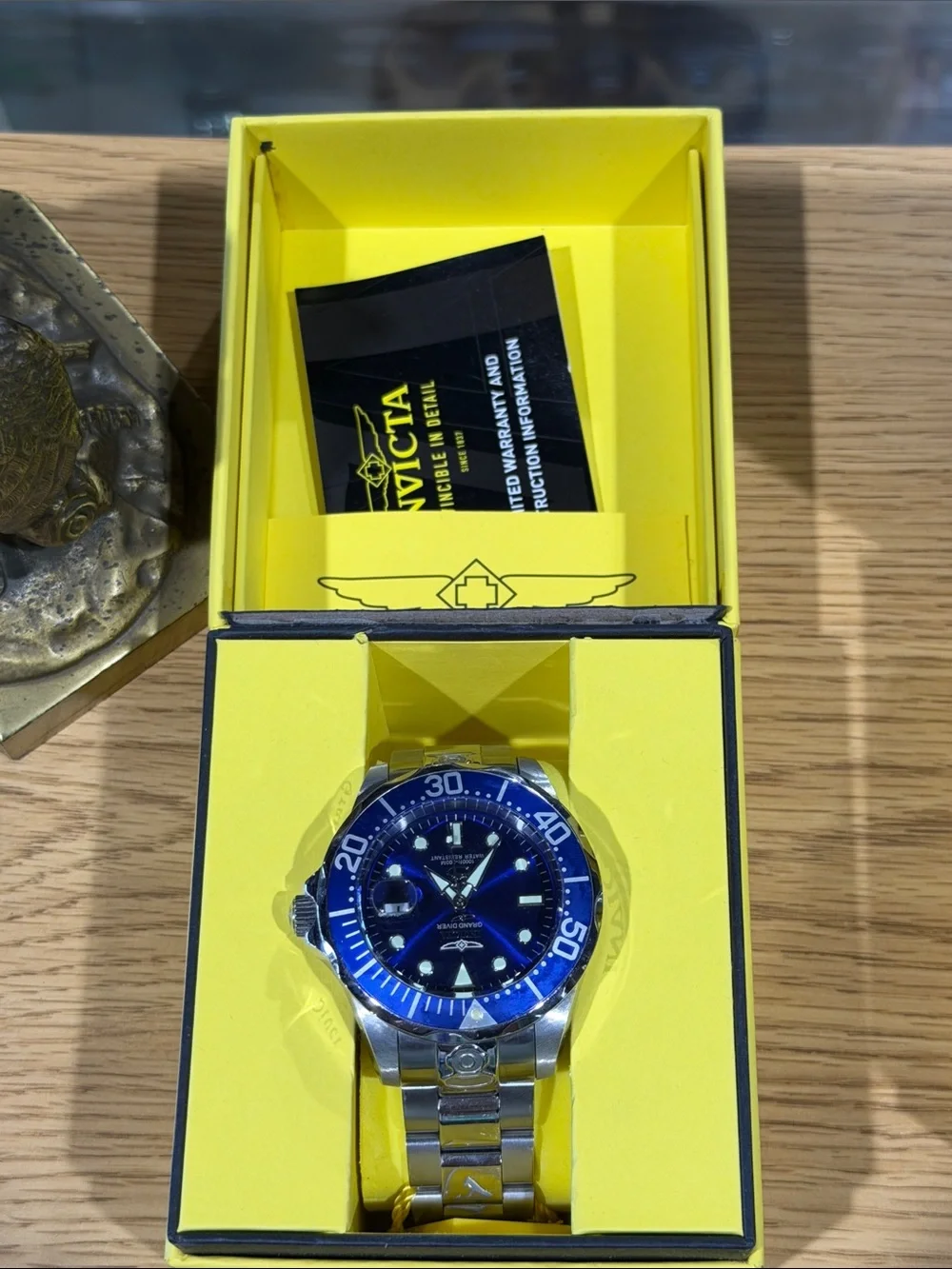 Invicta Men’s Blue Dial and Bezel Stainless Steel Watch